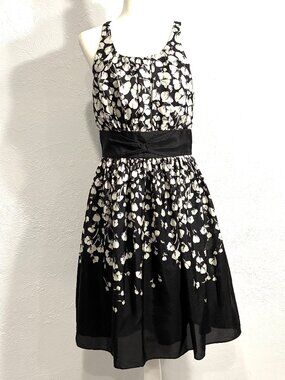 White House Black Market Sleeveless Silk Dress, Size 8, Fully Lined, Full Skirt